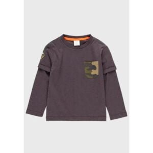 Polera Boboli Punto doble de niño Marrón - Calce Regular